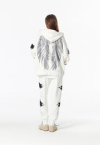 Sudadera con capucha Wings de corte relajado con Mini Wings en mangas y alas de strass en la espalda | MWM [PS_COLORS:WHITE]
