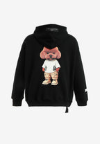 Sudadera con capucha TEDDY de corte regular con bordado frontal y print Streetwear Dog en la espalda | MWM [PS_COLORS:BLACK]
