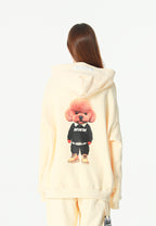 Sudadera con capucha TEDDY de corte regular con bordado frontal y print Streetwear Dog en la espalda | MWM [PS_COLORS:ECRU]