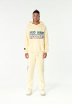 Sudadera con capucha TEDDY de corte regular con bordado frontal y print Streetwear Dog en la espalda | MWM [PS_COLORS:ECRU]