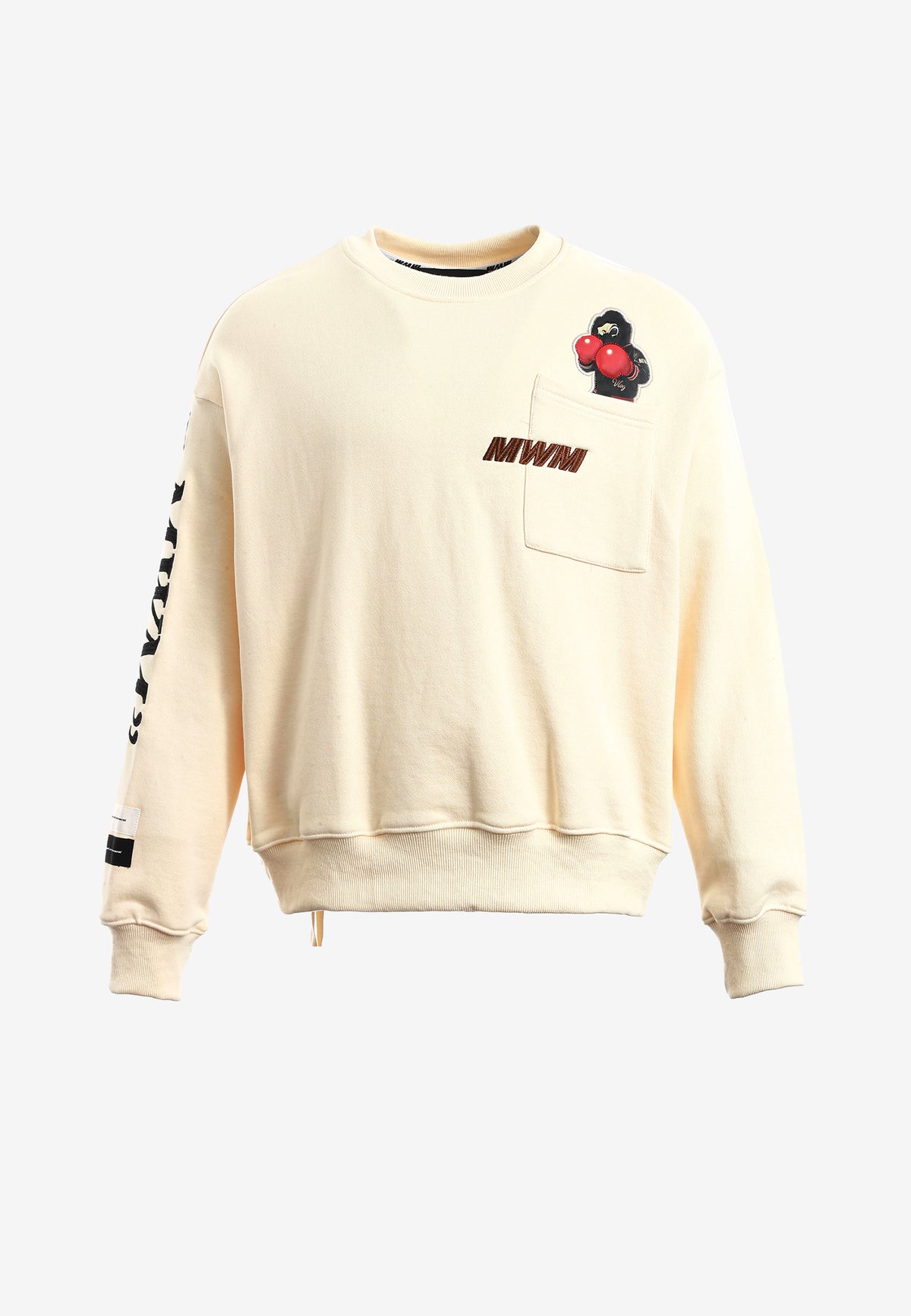 Sudadera oversize Vanguard Dogs Punch con print 3D de boxeo en espalda y mangas | MWM [PS_COLORS:WHITE]