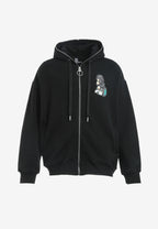 Sudadera con capucha Vanguard Dogs Thinker con cremallera, print y frases bordadas | MWM [PS_COLORS:BLACK]