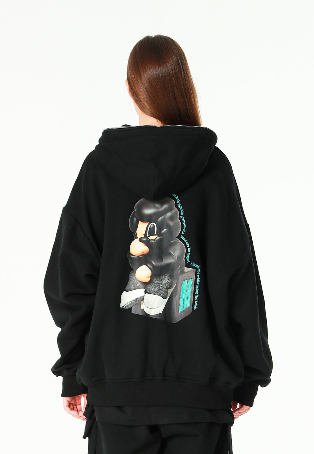 Sudadera con capucha Vanguard Dogs Thinker con cremallera, print y frases bordadas | MWM [PS_COLORS:BLACK]