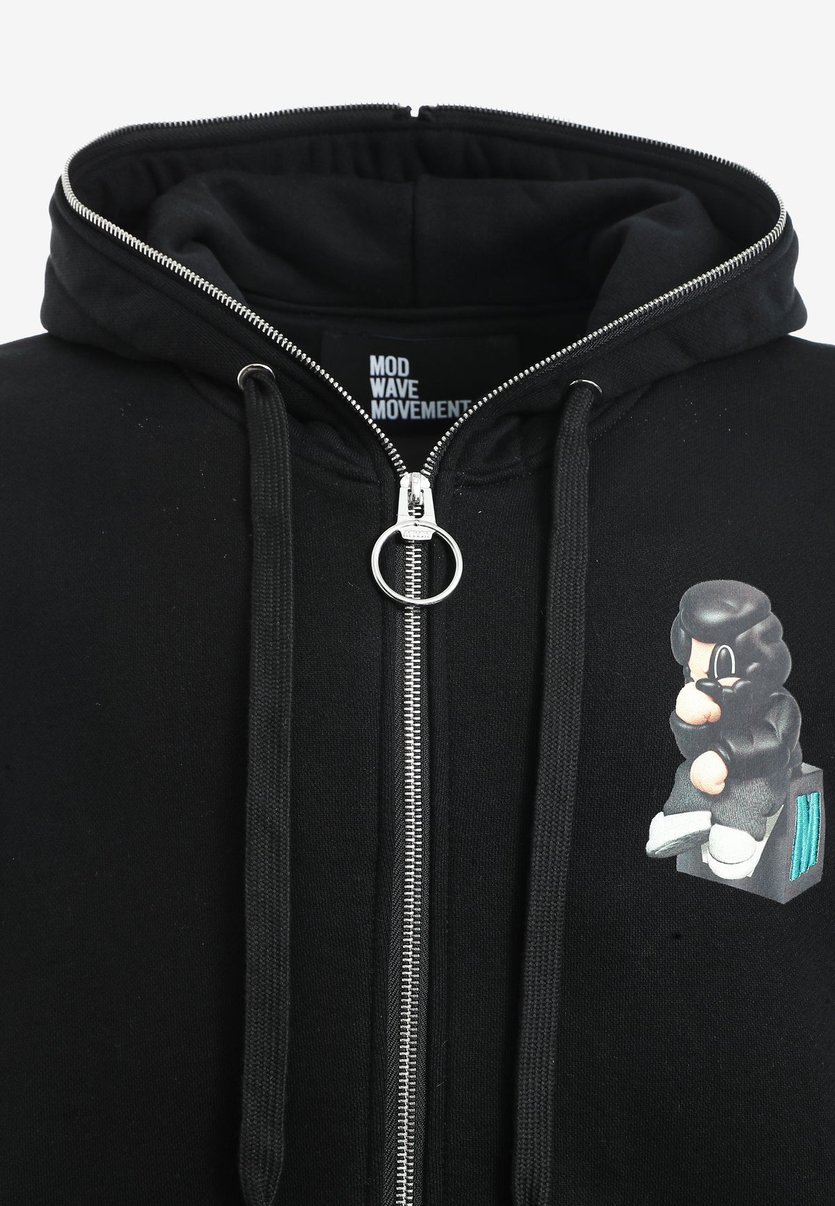 Sudadera con capucha Vanguard Dogs Thinker con cremallera, print y frases bordadas | MWM [PS_COLORS:BLACK]