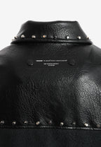 Chaqueta bomber de corte regular efecto piel con tachuelas metálicas y puños dobles | MWM [PS_COLORS:BLACK]