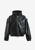 Chaqueta Bomber con capucha y X de cordones cruzados | MWM [PS_COLORS:BLACK]