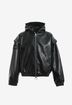 Chaqueta Bomber con capucha y X de cordones cruzados | MWM [PS_COLORS:BLACK]