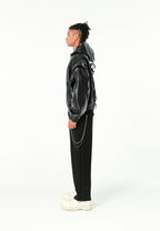 Chaqueta Bomber con capucha y X de cordones cruzados | MWM [PS_COLORS:BLACK]