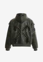 Chaqueta Bomber con capucha y X de cordones cruzados | MWM [PS_COLORS:GREEN]