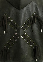 Chaqueta Bomber con capucha y X de cordones cruzados | MWM [PS_COLORS:GREEN]
