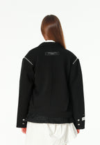 Blazer corto con cremalleras en mangas y hombros | MWM [PS_COLORS:BLACK]