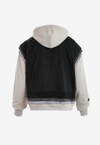 Chaqueta multicapa con capucha, cremallera y paneles superpuestos | MWM [PS_COLORS:BLACK]