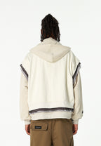 Chaqueta multicapa con capucha, cremallera y paneles superpuestos | MWM [PS_COLORS:ECRU]