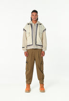 Chaqueta multicapa con capucha, cremallera y paneles superpuestos | MWM [PS_COLORS:ECRU]
