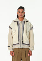 Chaqueta multicapa con capucha, cremallera y paneles superpuestos | MWM [PS_COLORS:ECRU]