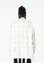 Camisa oversize con diseño entrelazado y motivo circular bordado | MWM [PS_COLORS:WHITE]