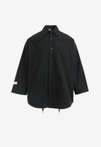 Camisa de corte japonés con puños abiertos y X de cordones cruzados | MWM [PS_COLORS:BLACK]