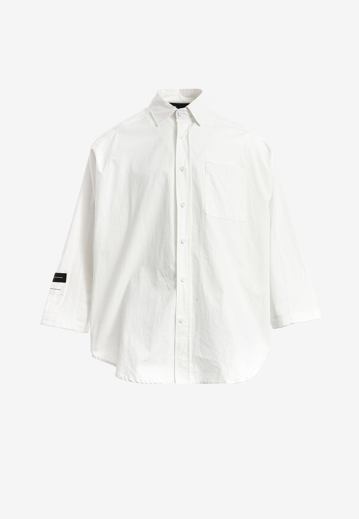 Camisa de corte japonés con puños abiertos y X de cordones cruzados | MWM [PS_COLORS:WHITE]
