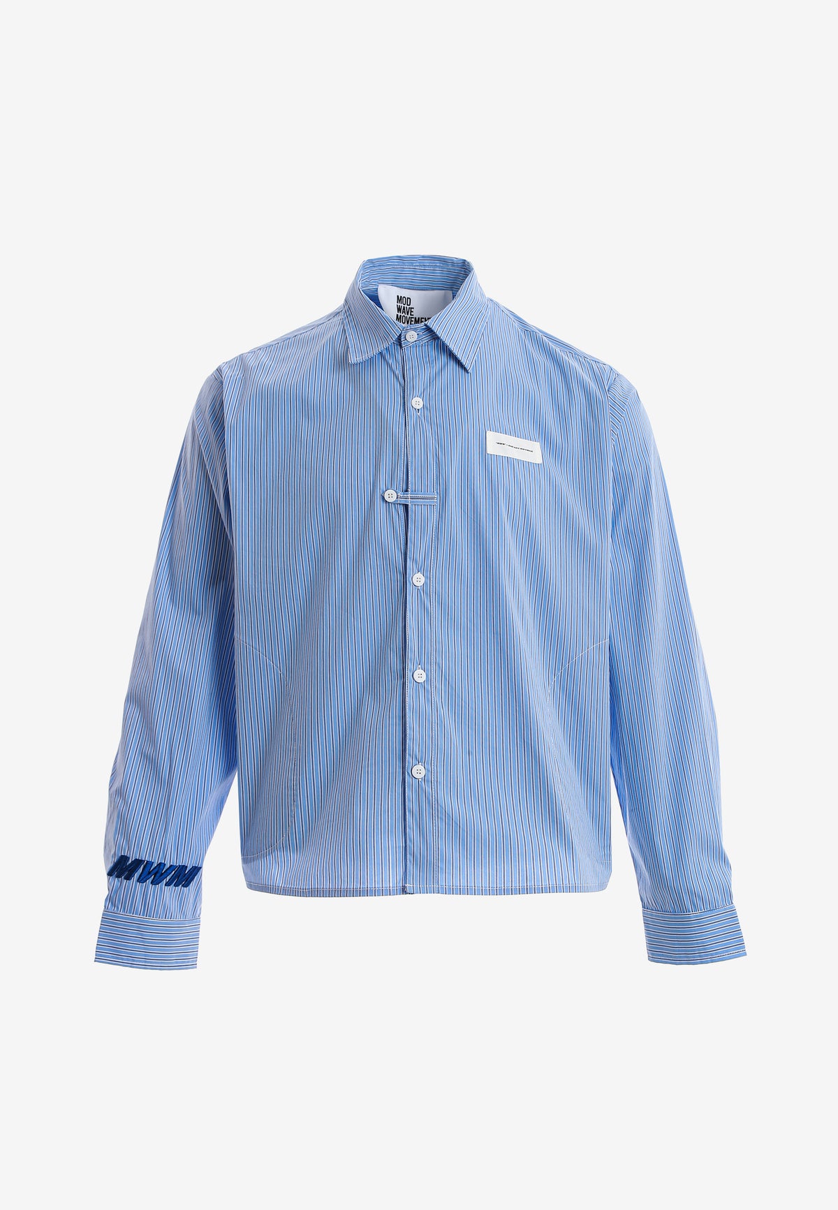 Camisa corta con bolsillos laterales y cierre de inspiración asiatica | MWM [PS_COLORS:BLUE]
