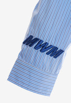 Camisa corta con bolsillos laterales y cierre de inspiración asiatica | MWM [PS_COLORS:BLUE]