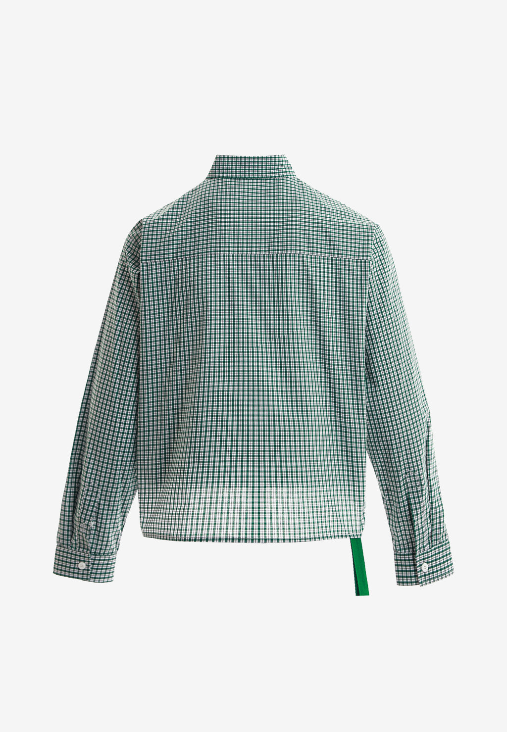 Camisa corta con bolsillos laterales y cierre de inspiración asiatica | MWM [PS_COLORS:GREEN]