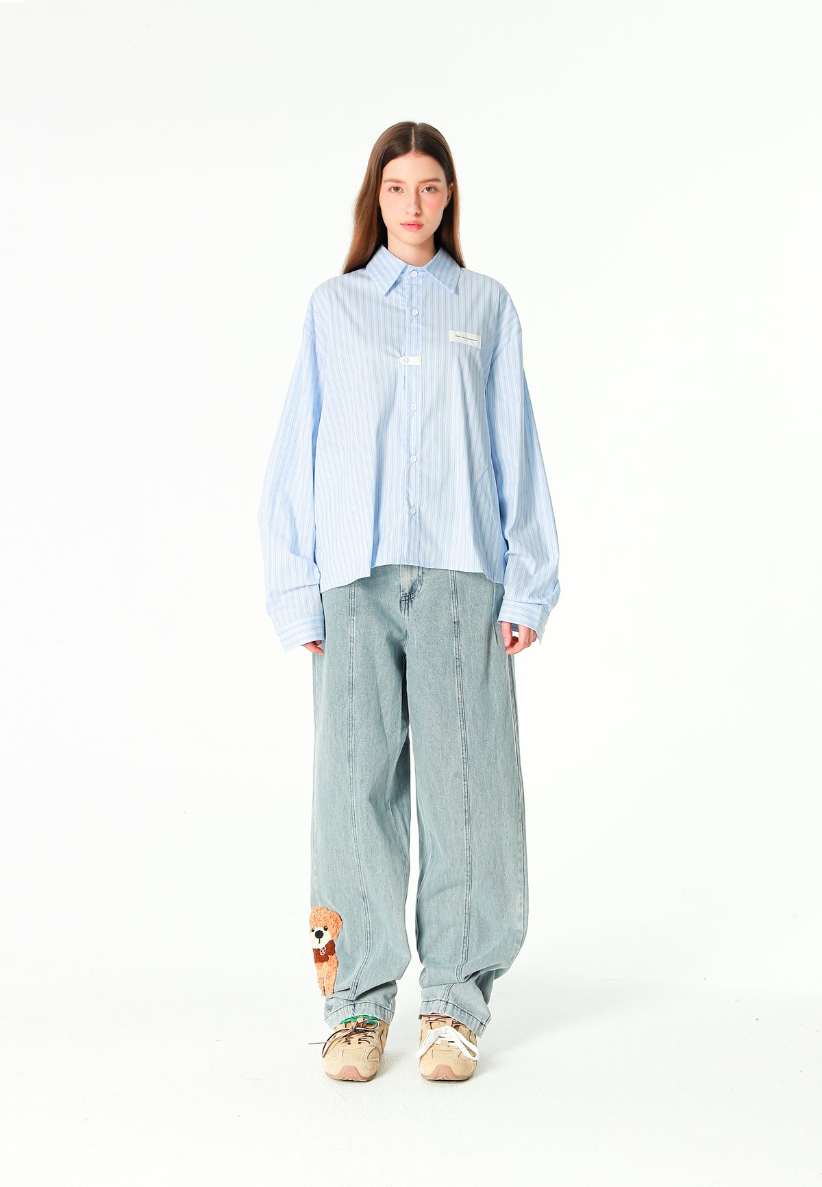 Camisa corta con bolsillos laterales y cierre chino | MWM [PS_COLORS:BLUE]