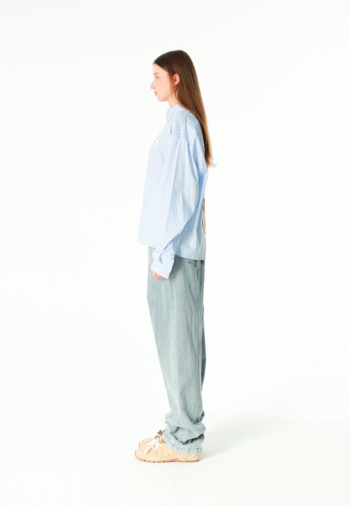 Camisa corta con bolsillos laterales y cierre chino | MWM [PS_COLORS:BLUE]