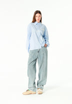 Camisa corta con bolsillos laterales y cierre chino | MWM [PS_COLORS:BLUE]