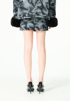 Minifalda jacquard de chenilla con brillo, cremallera y bolsillos frontales | MWM [PS_COLORS:BLACK]