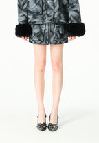 Minifalda jacquard de chenilla con brillo, cremallera y bolsillos frontales | MWM [PS_COLORS:BLACK]