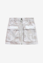 Minifalda jacquard de chenilla con brillo, cremallera y bolsillos frontales | MWM [PS_COLORS:IVORY]