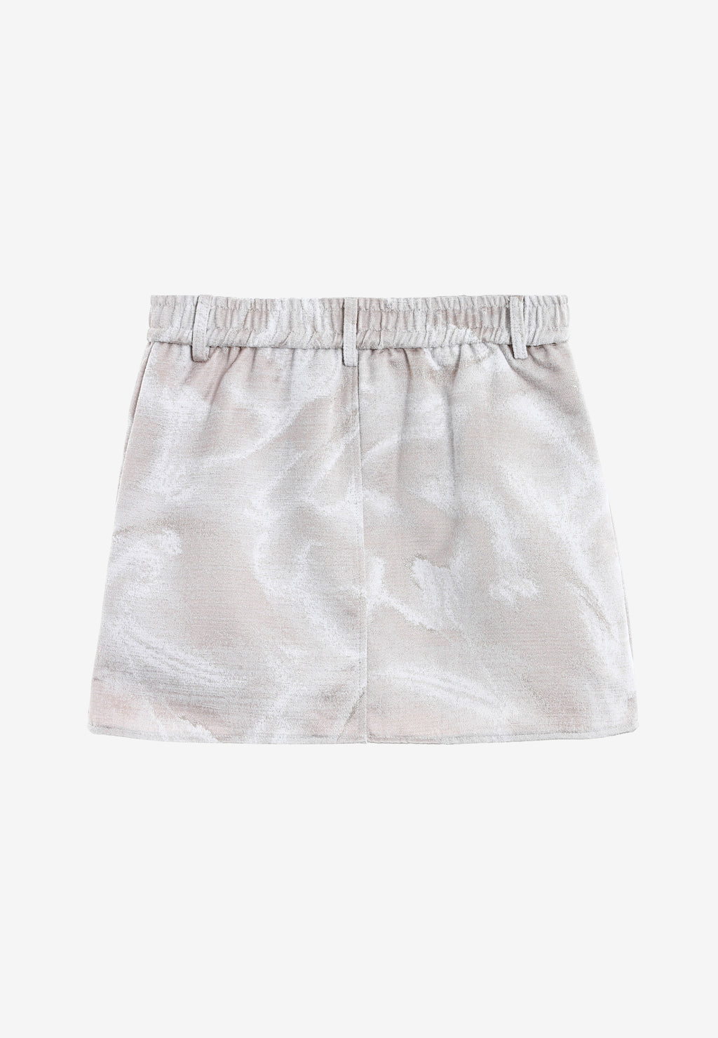 Minifalda jacquard de chenilla con brillo, cremallera y bolsillos frontales | MWM [PS_COLORS:IVORY]