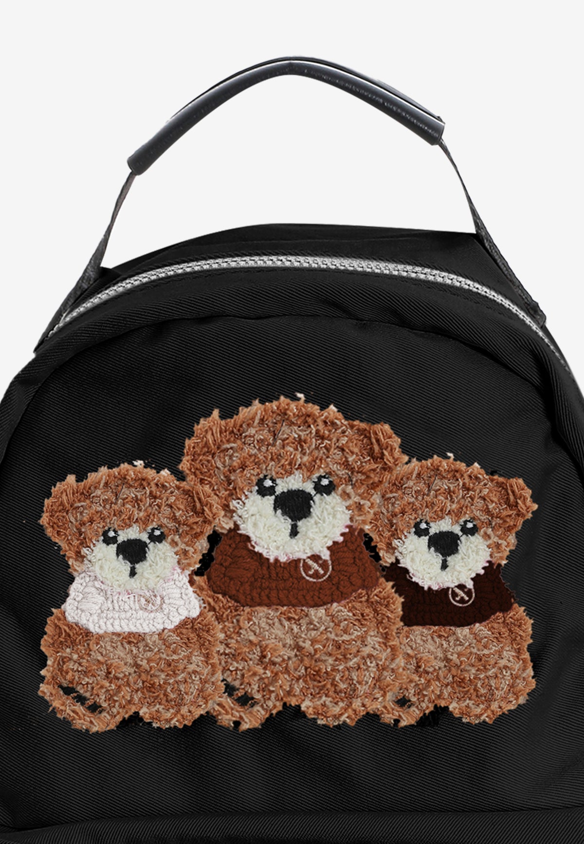 Mini mochila con osos Teddy y bolsillo frontal | MWM [PS_COLORS:BLACK]