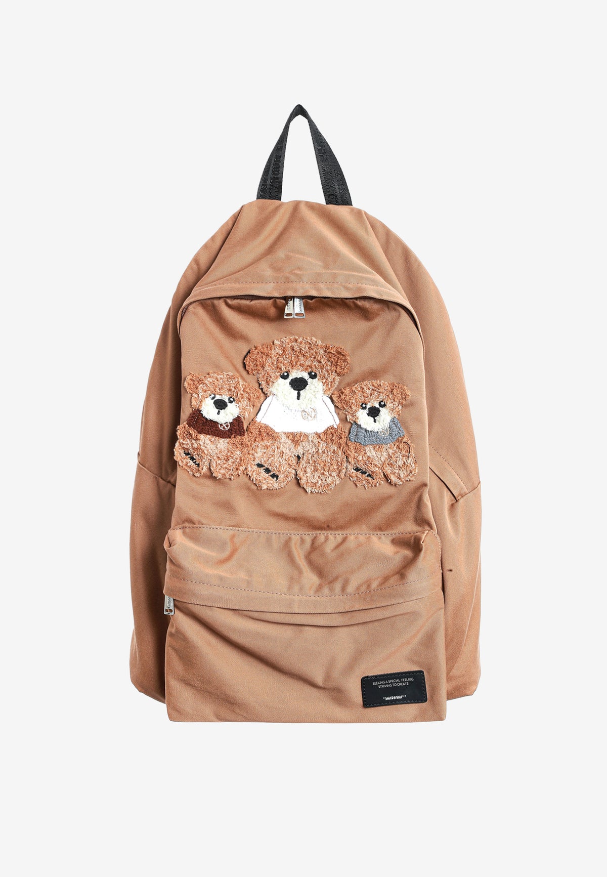 Mochila con osos Teddy y bolsillo frontal | MWM [PS_COLORS:CAMEL]