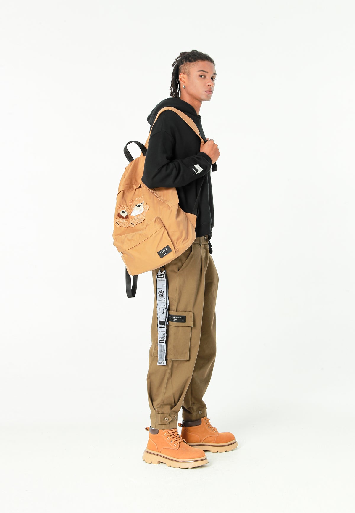 Mochila con osos Teddy y bolsillo frontal | MWM [PS_COLORS:CAMEL]