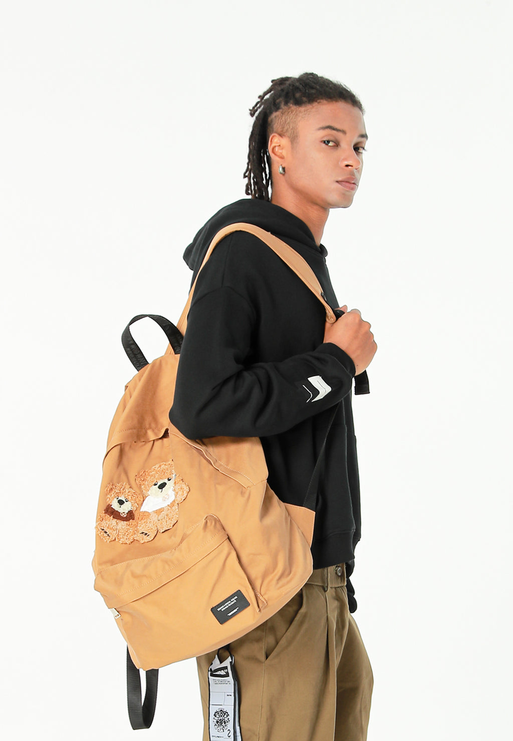 Mochila con osos Teddy y bolsillo frontal | MWM [PS_COLORS:CAMEL]