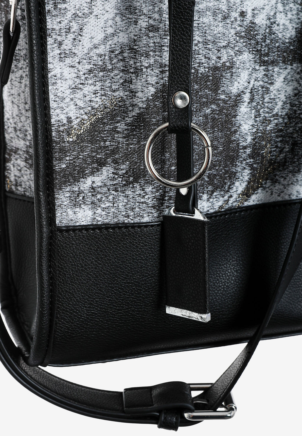 Bolso shopper con panel texturizado y correa bandolera | MWM [PS_COLORS:GREY]