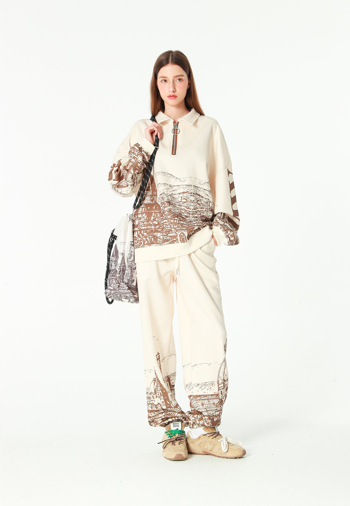 Bolso shopper estampado con asas de cordón y bandolera | MWM [PS_COLORS:BROWN]