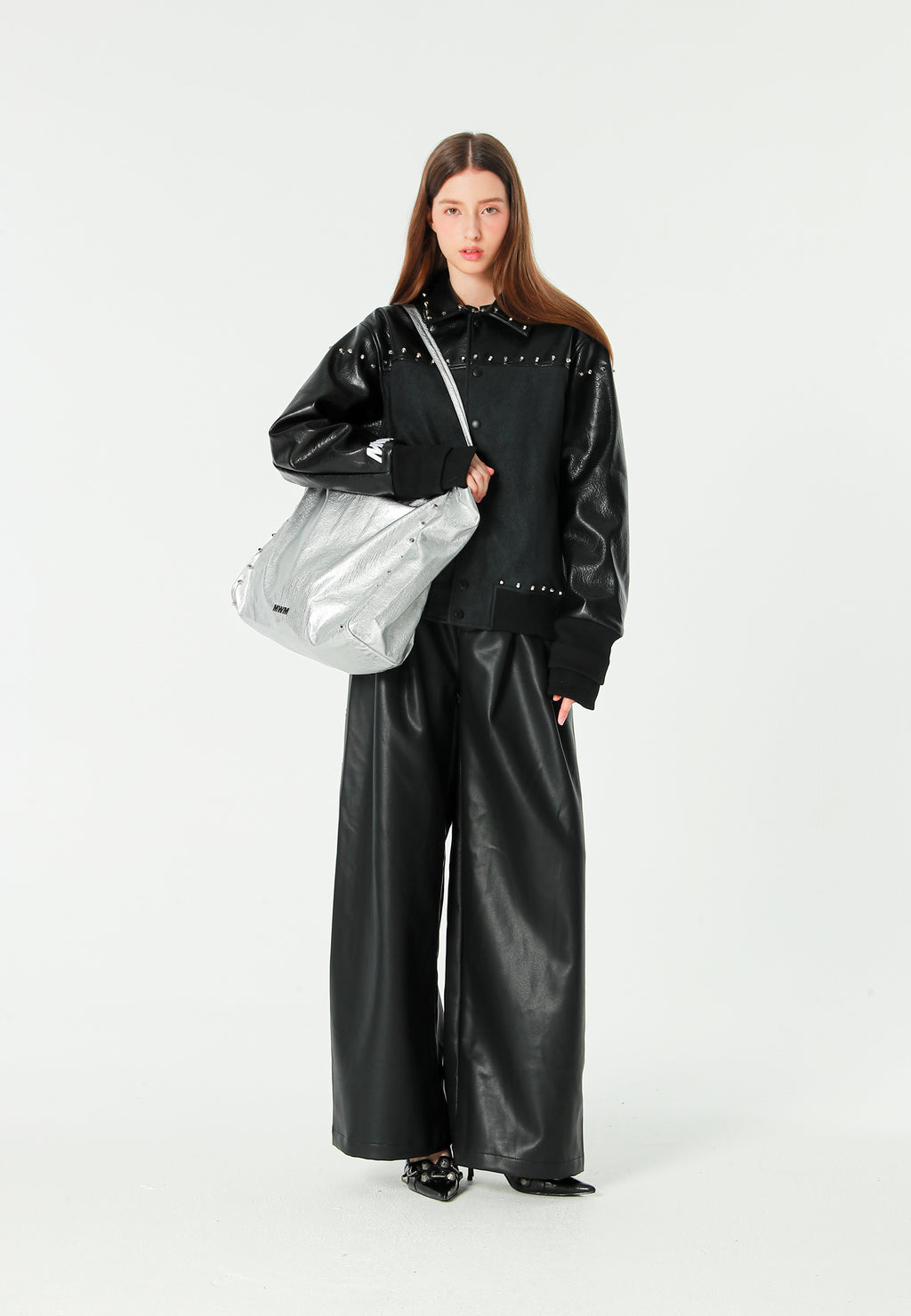 Bolso shopper con tachuelas y logo MWM bordado | MWM [PS_COLORS:SILVER]