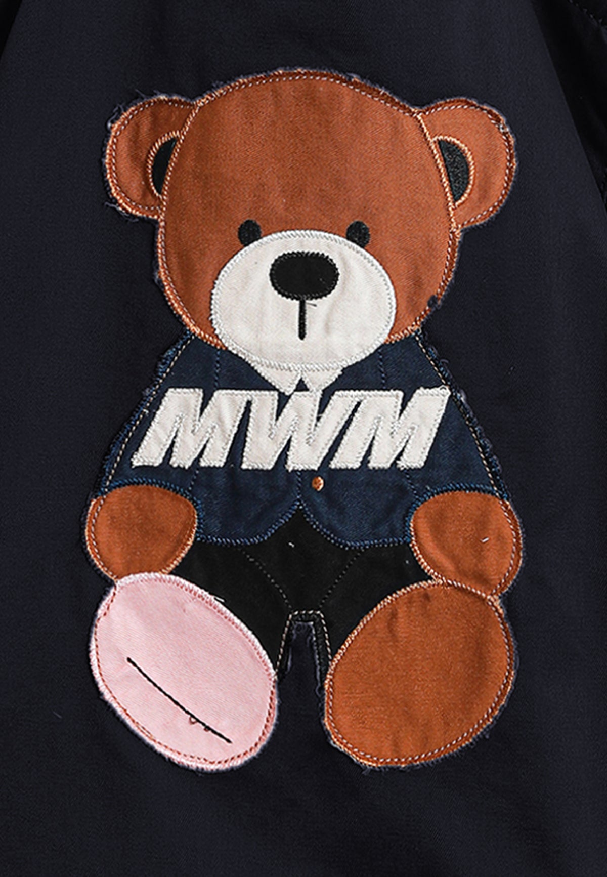 Bolso shopper con parche de oso Teddy y bandolera | MWM [PS_COLORS:NAVY]