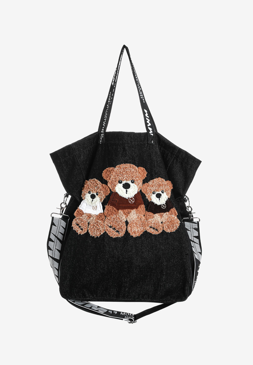 Bolso tote con osos Teddy y correa bandolera | MWM [PS_COLORS:BLACK]