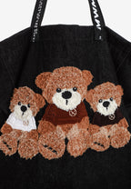 Bolso tote con osos Teddy y correa bandolera | MWM [PS_COLORS:BLACK]