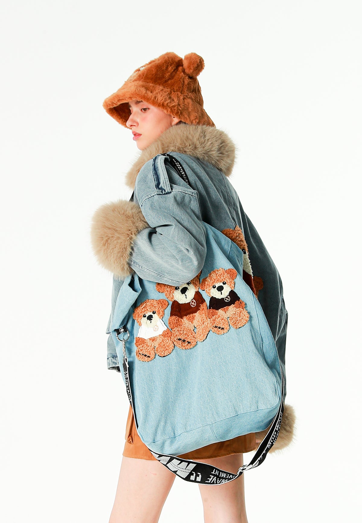 Bolso tote con osos Teddy y correa bandolera | MWM [PS_COLORS:BLUE]