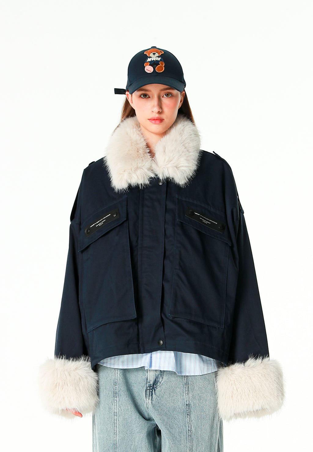 Gorra con parche de oso Teddy | MWM [PS_COLORS:NAVY]