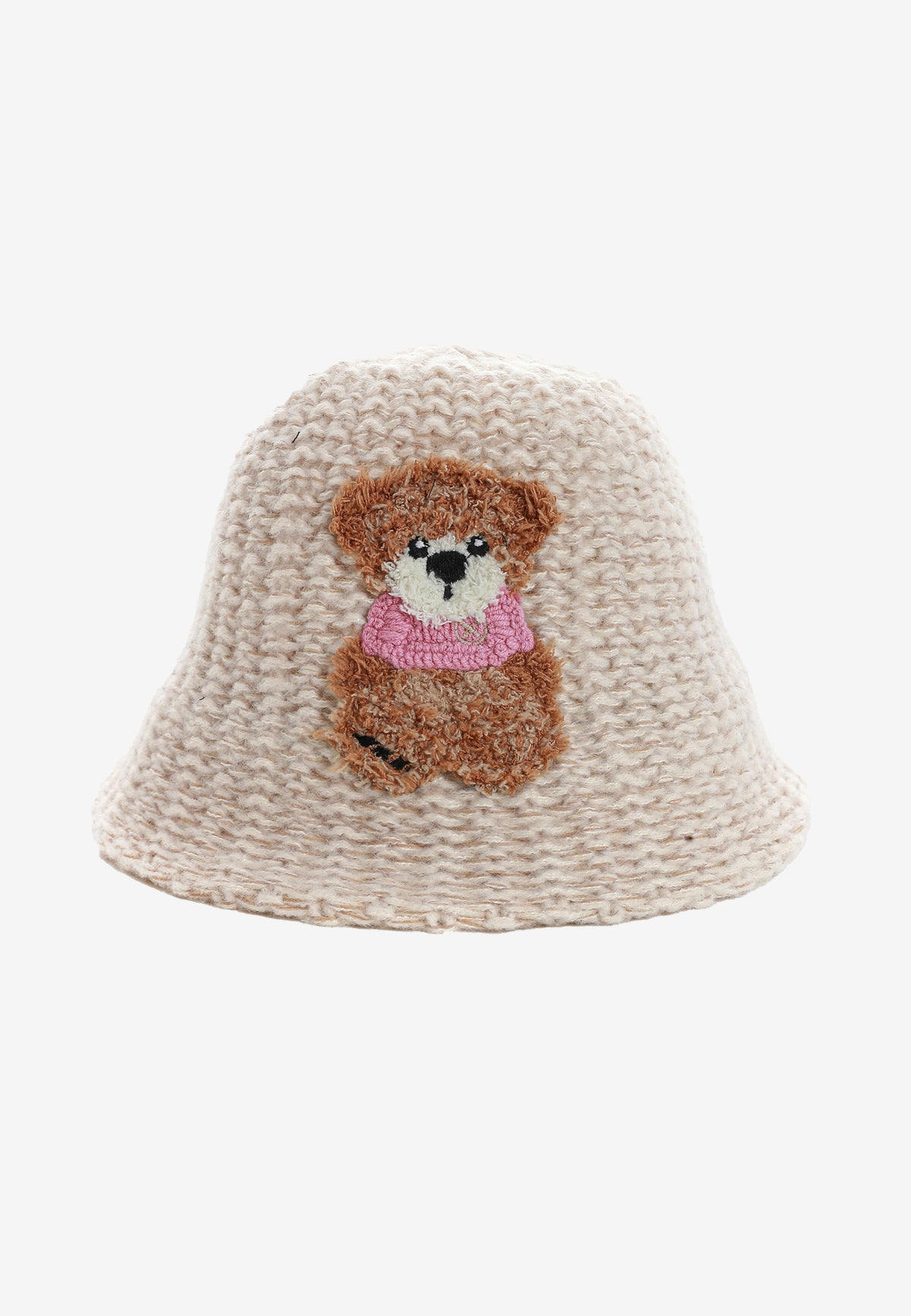 Gorro bucket de punto con oso Teddy | MWM [PS_COLORS:ECRU]