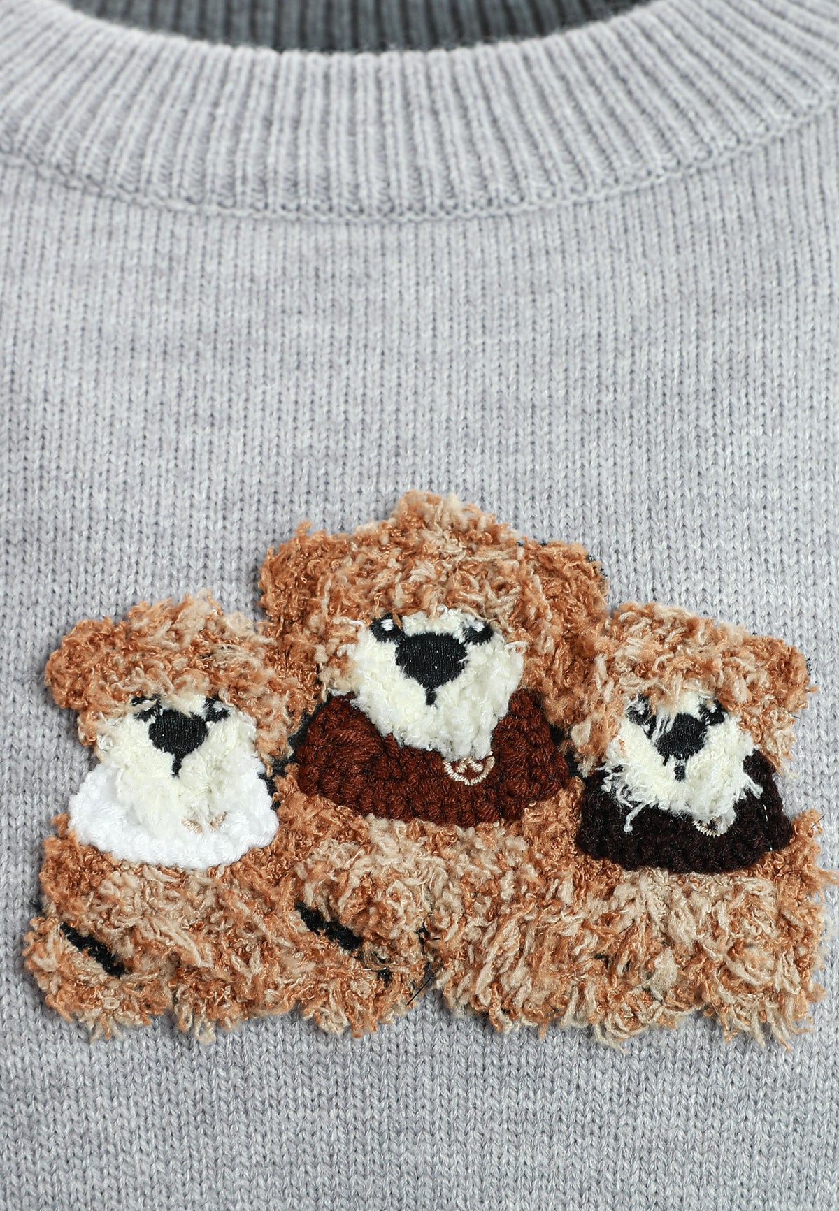 Jersey de mujer TEDDY corto de punto con parche Teddy texturizado en el frontal | MWM [PS_COLORS:GREY]