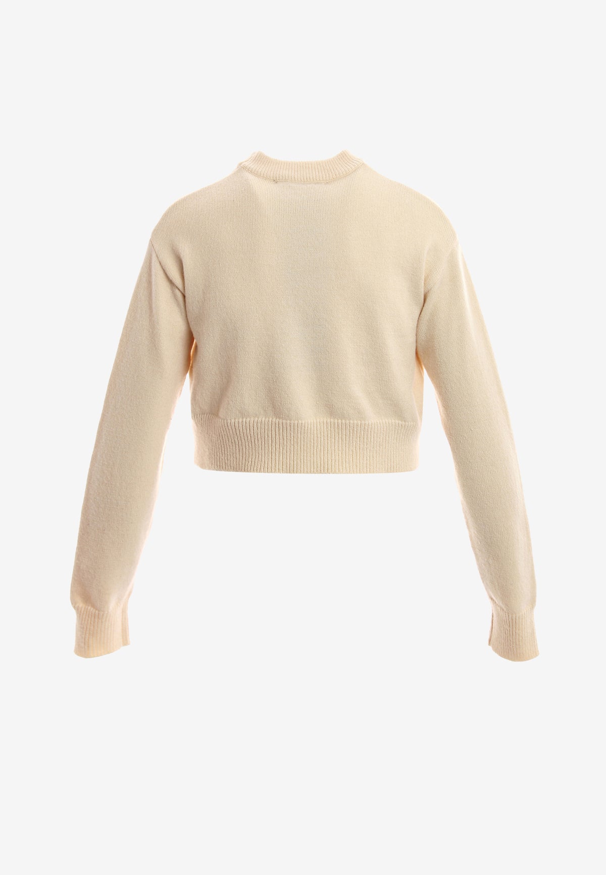 Jersey de mujer TEDDY corto de punto con parche Teddy texturizado en el frontal | MWM [PS_COLORS:IVORY]