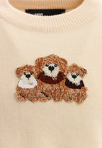 Jersey de mujer TEDDY corto de punto con parche Teddy texturizado en el frontal | MWM [PS_COLORS:IVORY]