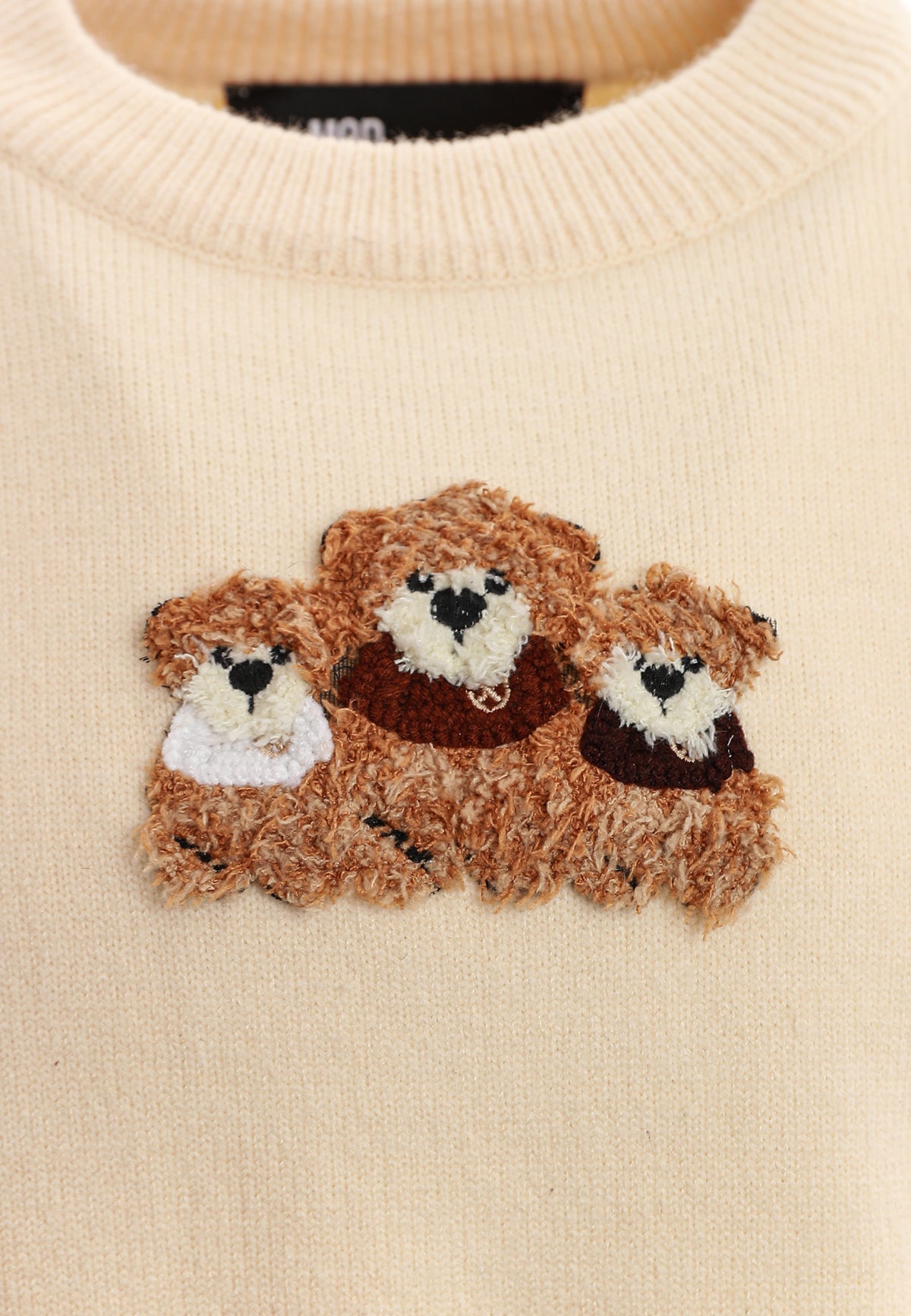 Jersey de mujer TEDDY corto de punto con parche Teddy texturizado en el frontal | MWM [PS_COLORS:IVORY]