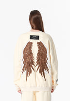Sudadera Wings de corte relajado con estrellas frontales y doble parche de alas en la espalda | MWM [PS_COLORS:BEIGE]